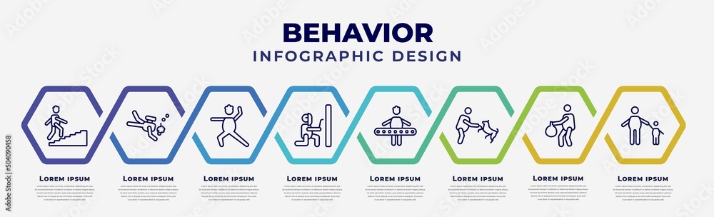 Poster vector infographic design template with icons and 8 options or steps. infographic for behavior conce