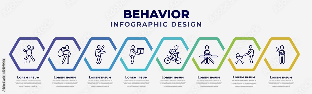 Poster vector infographic design template with icons and 8 options or steps. infographic for behavior conce