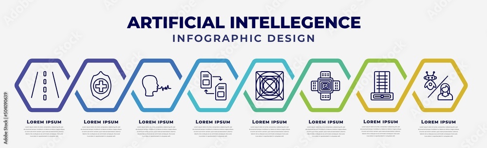 Poster vector infographic design template with icons and 8 options or steps. infographic for artificial int