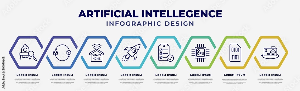 Poster vector infographic design template with icons and 8 options or steps. infographic for artificial int