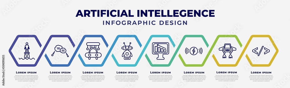 Poster vector infographic design template with icons and 8 options or steps. infographic for artificial int