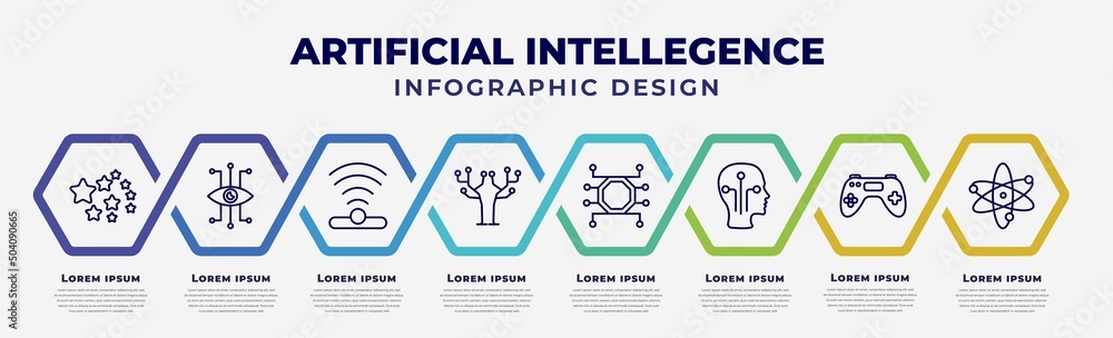 Poster vector infographic design template with icons and 8 options or steps. infographic for artificial int