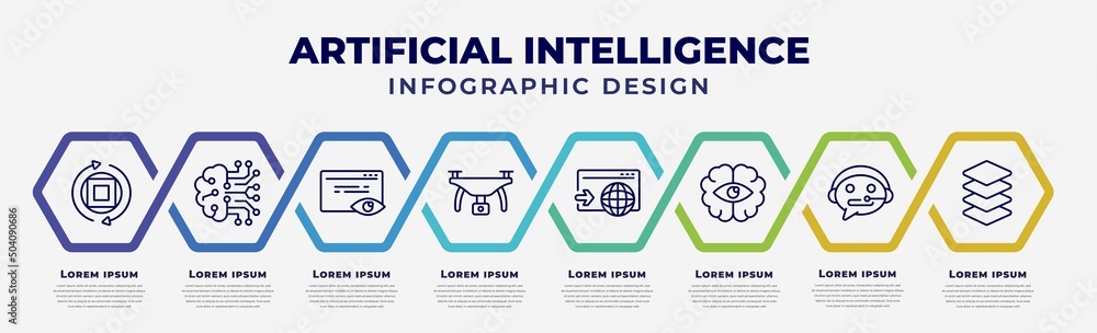 Poster vector infographic design template with icons and 8 options or steps. infographic for artificial int