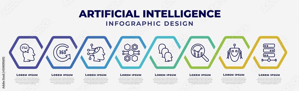Poster vector infographic design template with icons and 8 options or steps. infographic for artificial int