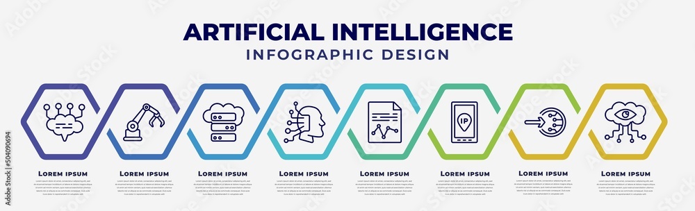 Poster vector infographic design template with icons and 8 options or steps. infographic for artificial int
