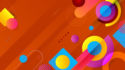Obraz premium Minimal geometric orange red blue white colorful light technology background abstract design. Vector illustration abstract graphic design banner pattern presentation background web template