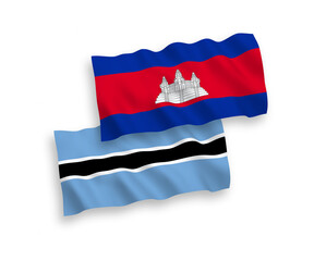 Flags of Kingdom of Cambodia and Botswana on a white background