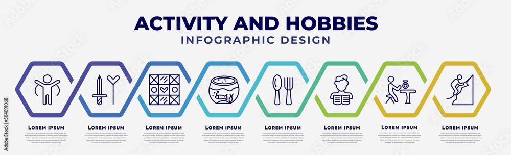 Poster vector infographic design template with icons and 8 options or steps. infographic for activity and h