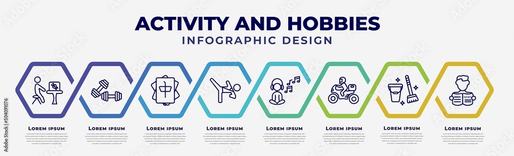 Poster vector infographic design template with icons and 8 options or steps. infographic for activity and h