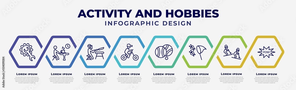 Poster vector infographic design template with icons and 8 options or steps. infographic for activity and h