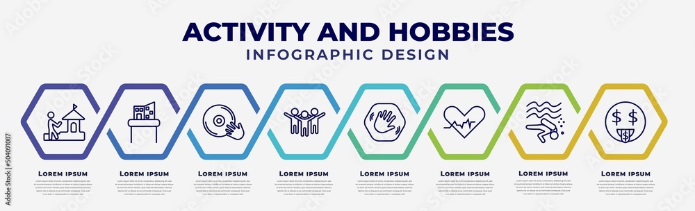 Poster vector infographic design template with icons and 8 options or steps. infographic for activity and h