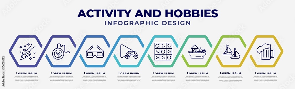 Poster vector infographic design template with icons and 8 options or steps. infographic for activity and h