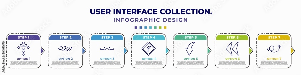 Aufkleber infographic template with icons and 7 options or steps. infographic for user interface collection. c