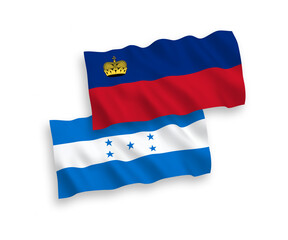 Flags of Liechtenstein and Honduras on a white background