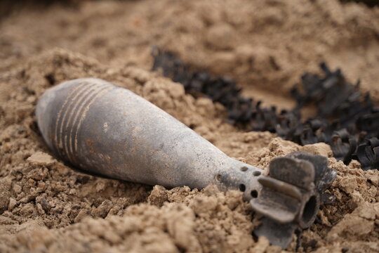 Demining by troops of the territory. Many mines, shells, artillery, grenades, fragmentation grenades.