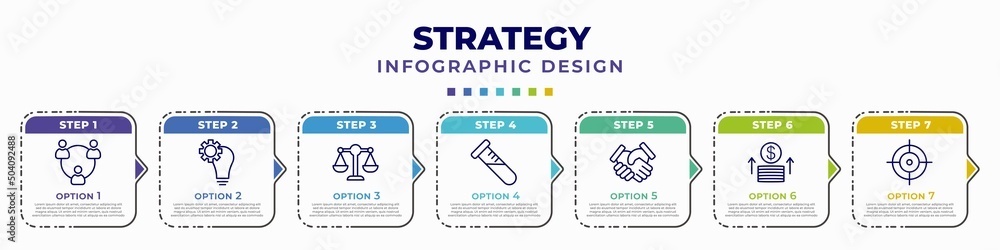 Poster infographic template with icons and 7 options or steps. infographic for strategy concept. included c