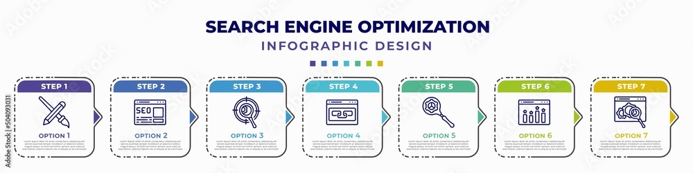 Poster infographic template with icons and 7 options or steps. infographic for search engine optimization c