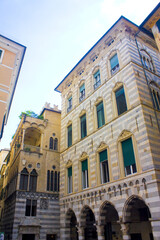 Architecture at Piazza San Matteo in the Old Town of Genoa, Italy