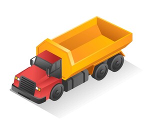 Isometric design concept illustration. mining excavation truck