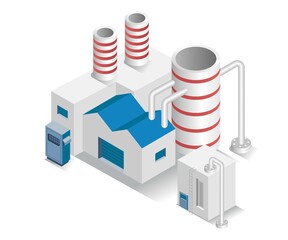 Fototapeta premium Isometric design concept illustration. factory with chimney