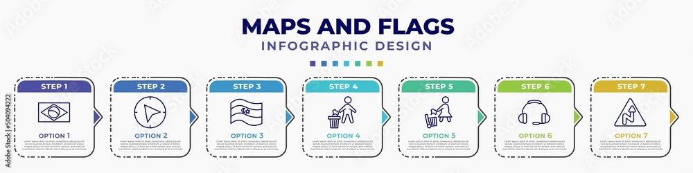 Poster infographic template with icons and 7 options or steps. infographic for maps and flags concept. incl