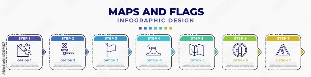 Poster infographic template with icons and 7 options or steps. infographic for maps and flags concept. incl