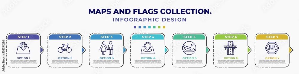 Poster infographic template with icons and 7 options or steps. infographic for maps and flags collection. c