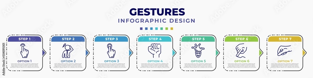 Poster infographic template with icons and 7 options or steps. infographic for gestures concept. included h
