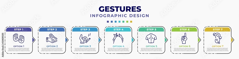 Poster infographic template with icons and 7 options or steps. infographic for gestures concept. included d
