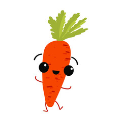 happy eggplant with arms and legs on the white background