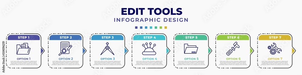 Poster infographic template with icons and 7 options or steps. infographic for edit tools concept. included
