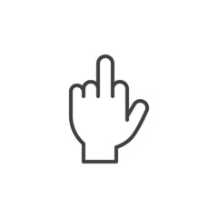Hand middle finger line icon