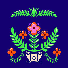 Retro vintage floral ornament with flowers. Design for wallpaper,bed linen, tulle, curtains, furniture. Vector illustration