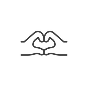 Hands Making Heart Line Icon