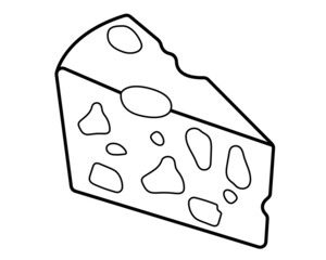 Piece of yellow cheese in isolate on white background Vector illustration.