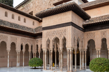 Obraz premium Walls and buidings of medieval fortress Alhambra, Granada, Andalusia, Spain