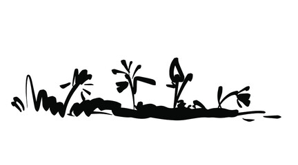 Grass hand drawn vector natural herbal rural scribble doodle ground illustration isolated on white background