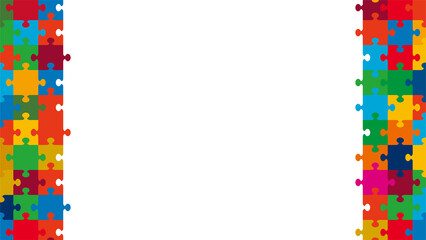 カラフルなジグソーパズル　左右囲みフレーム背景画像/SDGs　16:9