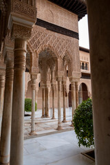 Walls and buidings of medieval fortress Alhambra, Granada, Andalusia, Spain