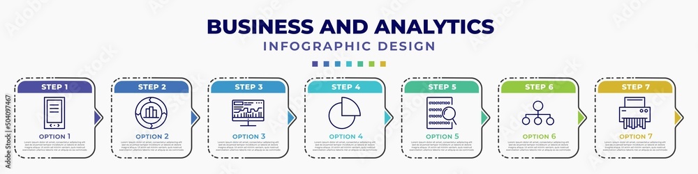 Poster infographic template with icons and 7 options or steps. infographic for business and analytics conce