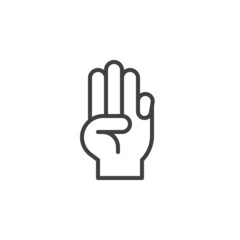 Three finger hand gesture line icon