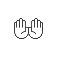 Fototapeta na wymiar Open hand gesture line icon