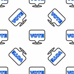 Line Vote icon isolated seamless pattern on white background. Colorful outline concept. Vector