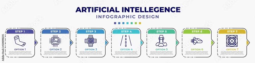 Poster infographic template with icons and 7 options or steps. infographic for artificial intellegence conc