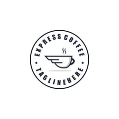 Express coffee shop logo design vector illustration