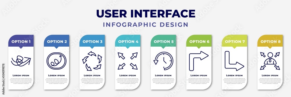 Aufkleber infographic template with icons and 8 options or steps. infographic for user interface concept. incl