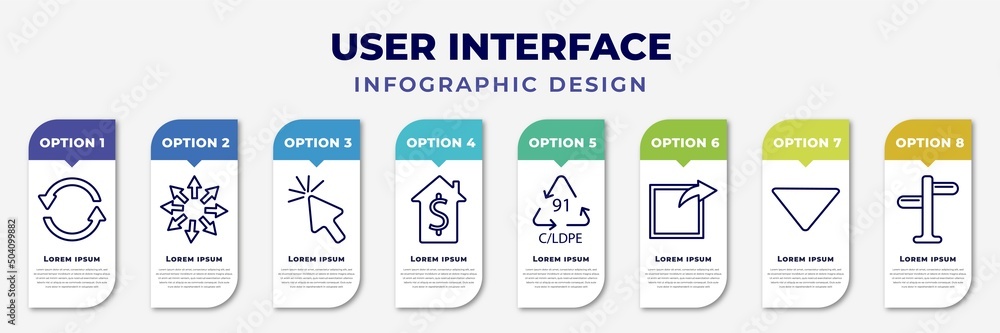 Aufkleber infographic template with icons and 8 options or steps. infographic for user interface concept. incl