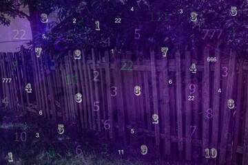 Antique fence and numbers, numerology
