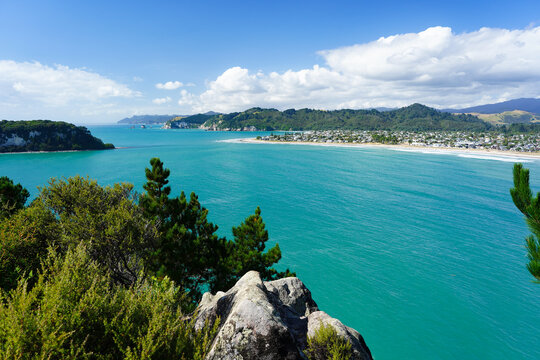 Panoramic view of Whangamata, Coromandel, New Zealand