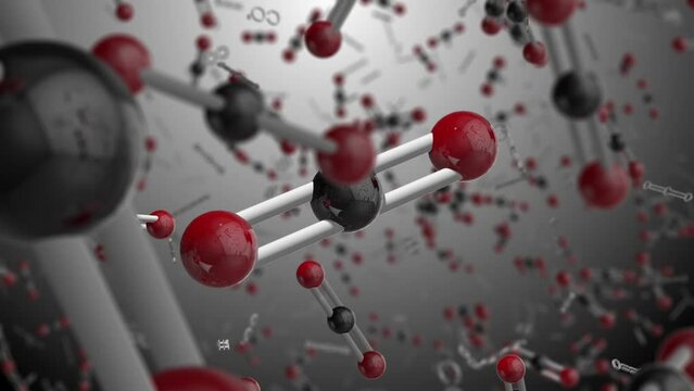 Carbon Dioxide CO2 Molecule Model Chemical Formula of Carbon and Oxygen